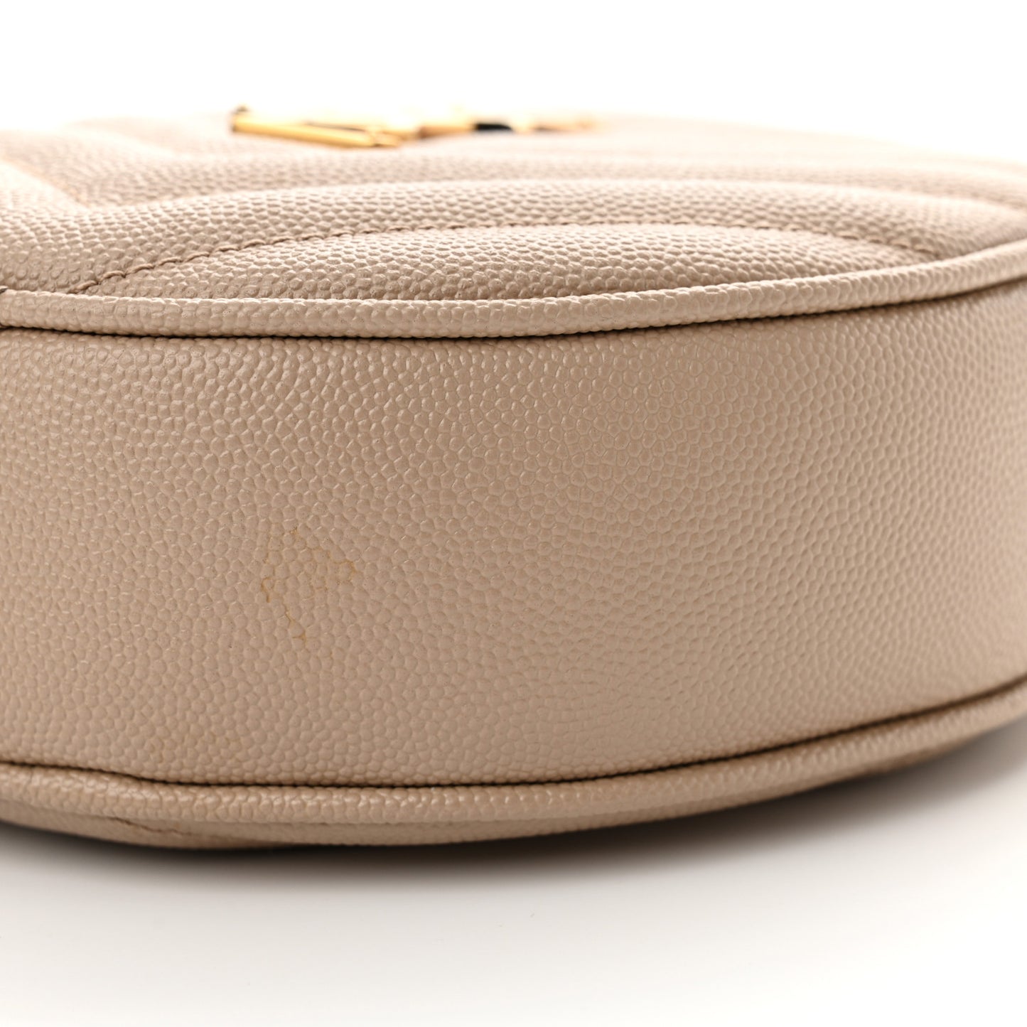 Grain De Poudre Matelasse Chevron Quilted Round Vinyle Camera Bag Dark Beige