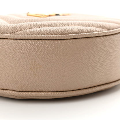Saint Laurent Grain De Poudre Matelasse Chevron Quilted Round Vinyle Camera Bag Dark Beige 10 of 13