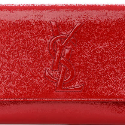 Saint Laurent Textured Patent Monogram Large Belle De Jour Clutch Red 8 of 13