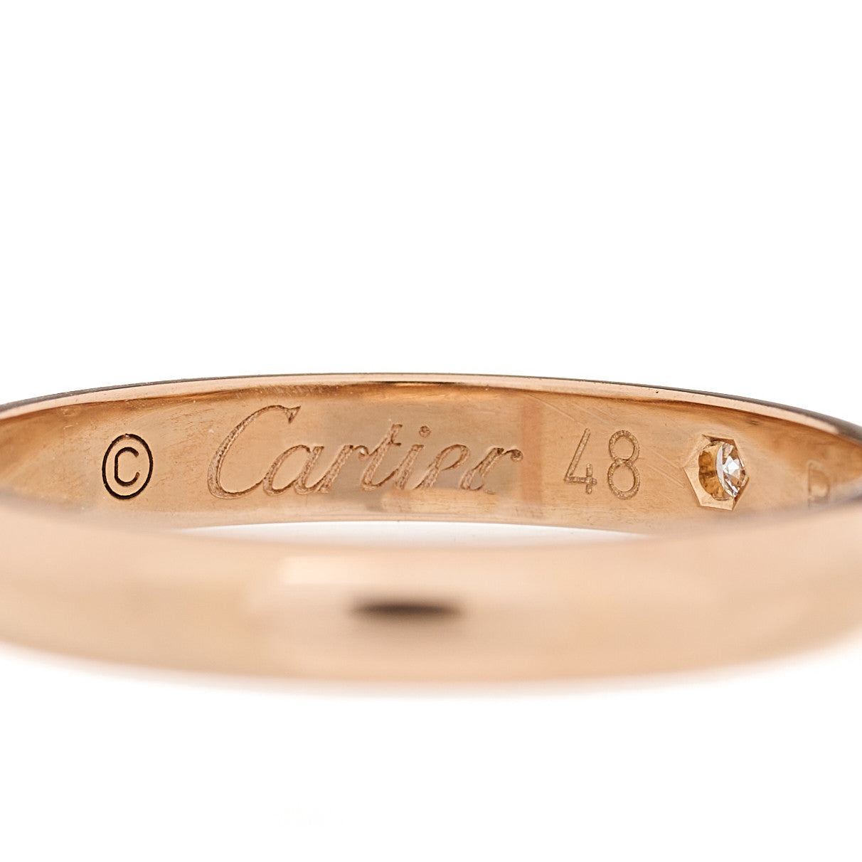 18K Pink Gold Diamond 2.6mm 1895 Wedding Band Ring 48 4.5
