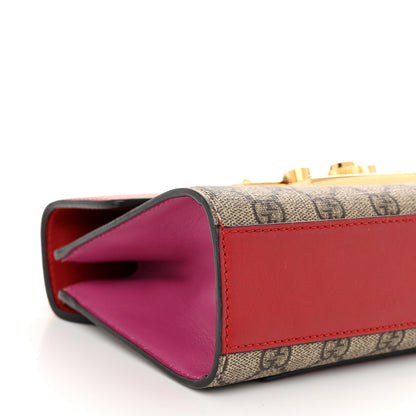 Gucci GG Supreme Monogram Calfskin Small Padlock Shoulder Bag Beige Hibiscus Red New Rosette 10 of 12