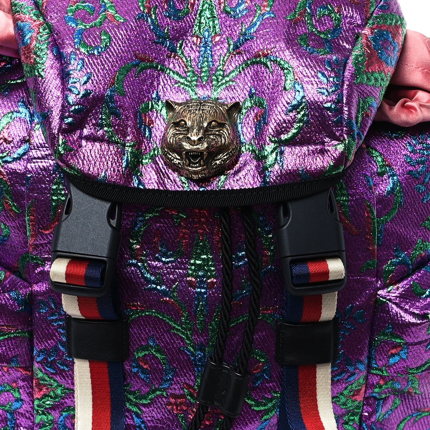 Brocade Web Small Double Buckle Backpack Multicolor