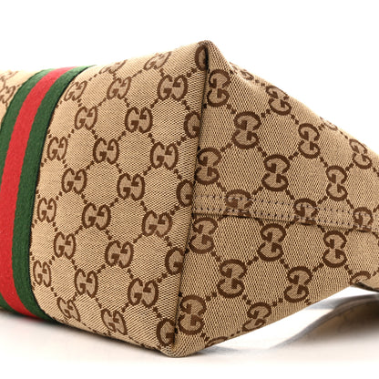 Gucci Monogram Web Small Giglio Tote Bag Beige Dark Brown 10 of 13