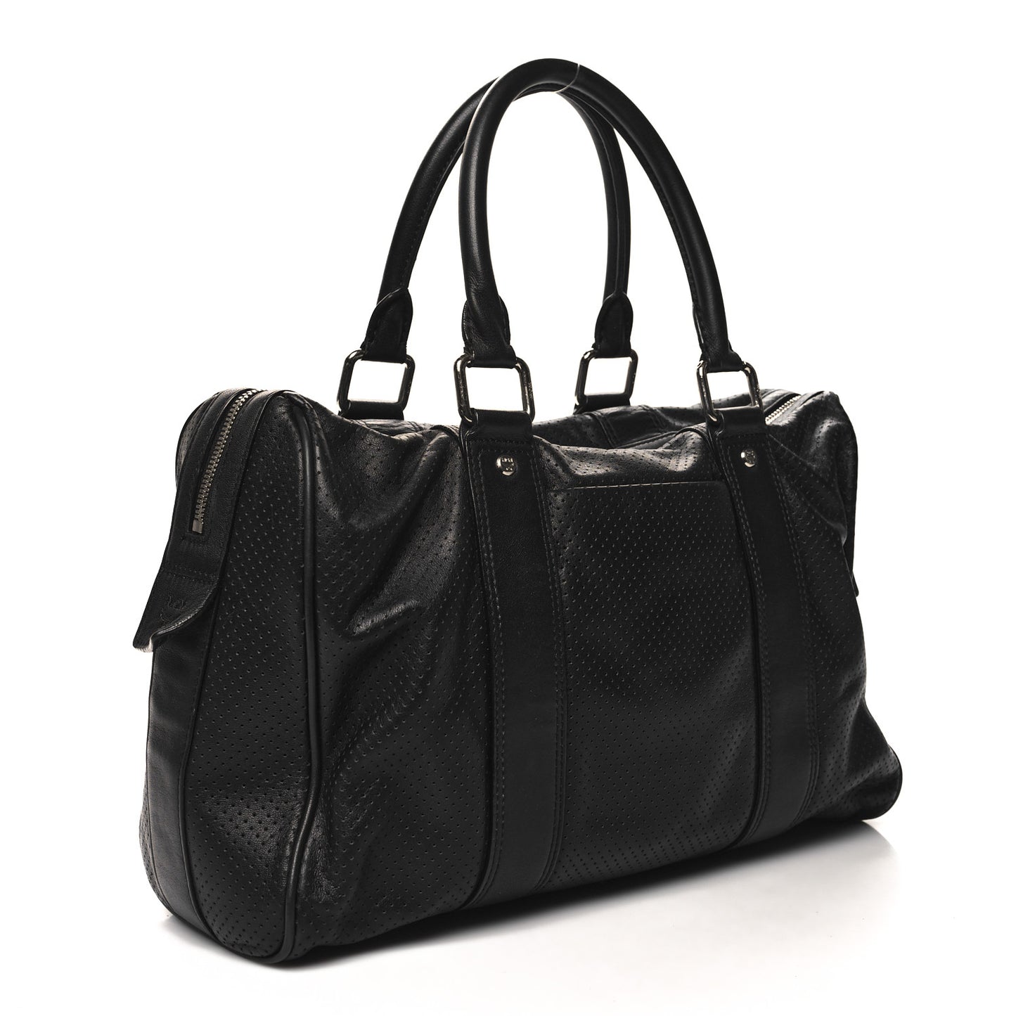 Calfskin Perforated Shoulder Bag Black