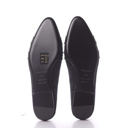 Hermes Suede Goatskin Rhinestone Roxane Mules 36.5 Black 6 of 11