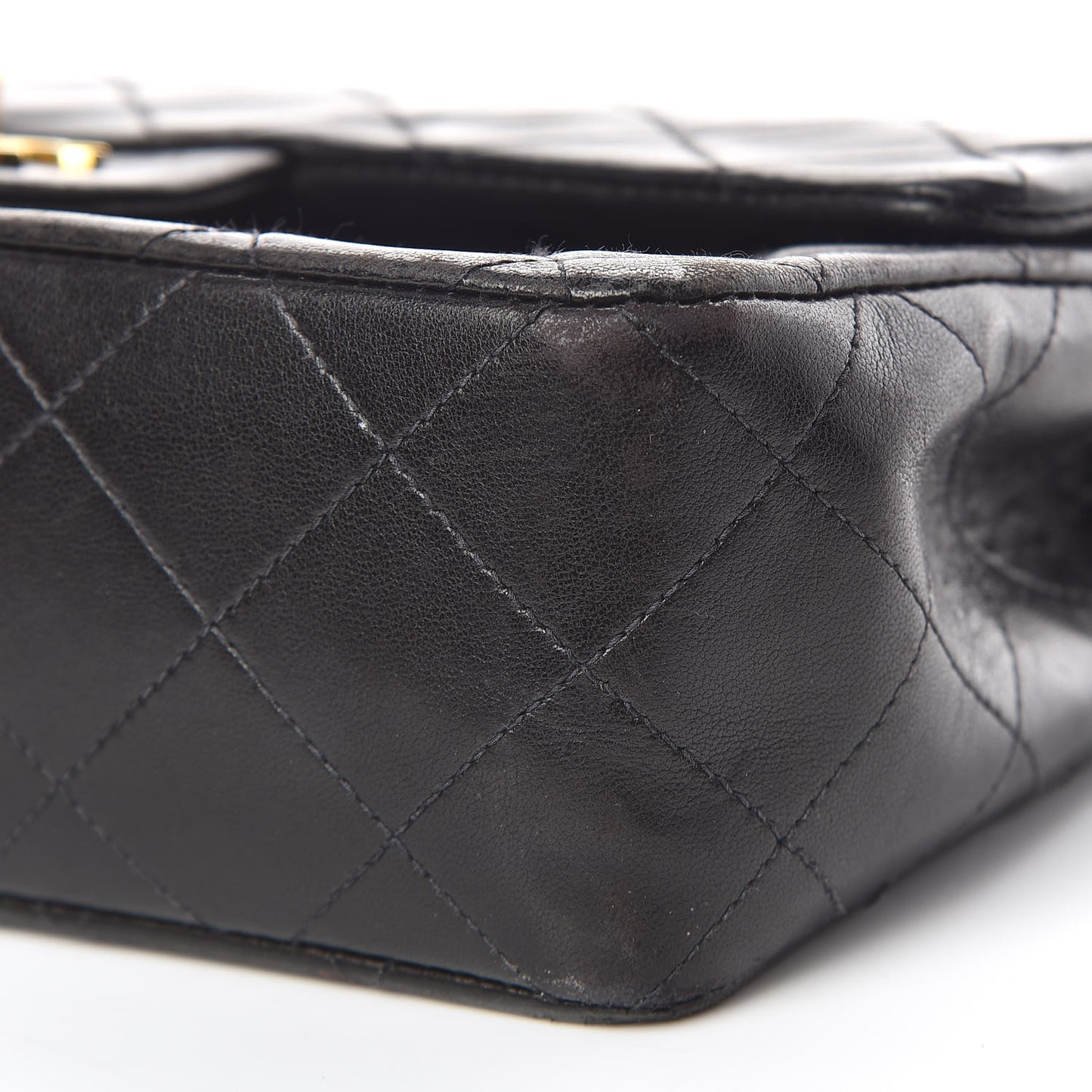 Lambskin Quilted Small Double Flap Black