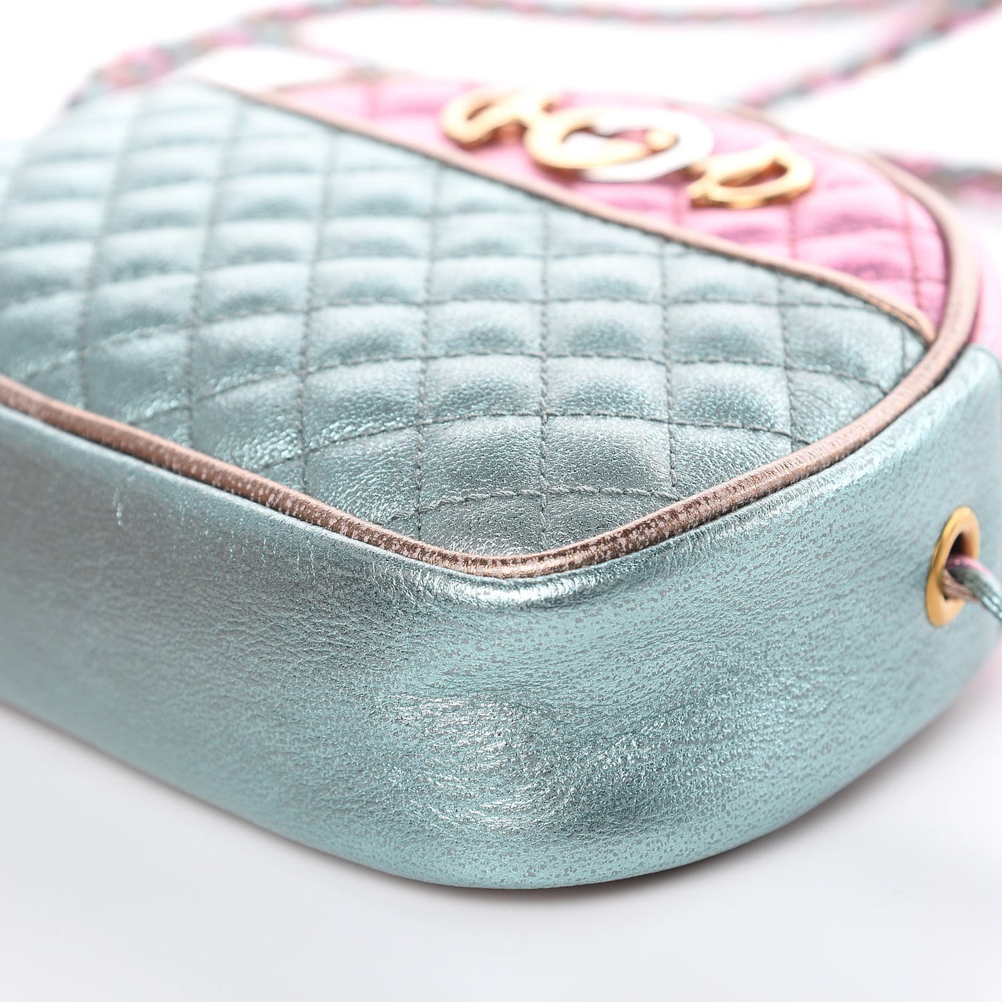 Laminated Nappa Trapuntata Mini Zumi Dome Shoulder Bag Rosa Lago Rame