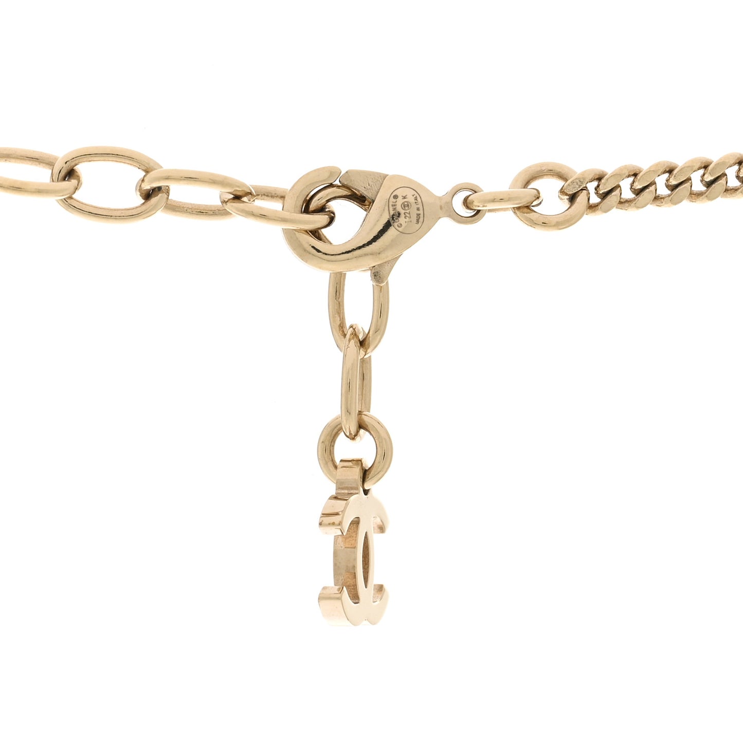 Metal Crystal Bead CC Necklace Gold