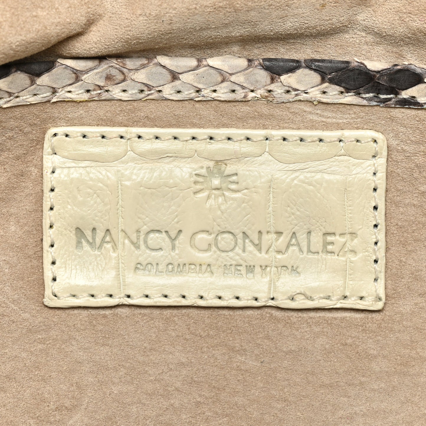 Snakeskin Flap Clutch White Grey