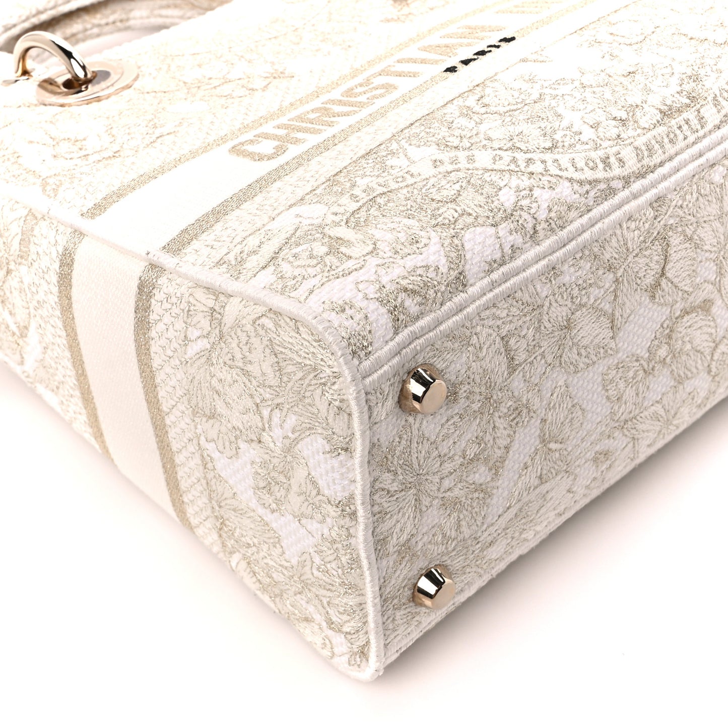 Canvas Around The World Stella Embroidered Medium Lady D-Lite White Gold