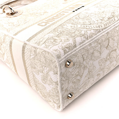 Christian Dior Canvas Around The World Stella Embroidered Medium Lady D-Lite White Gold 9 of 10