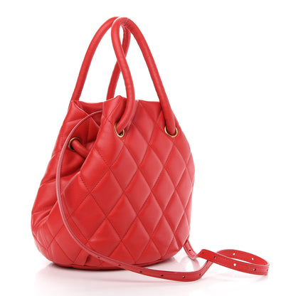 Balenciaga Nappa Calfskin Quilted Touch B Bucket Bag Bright Red 3 of 9