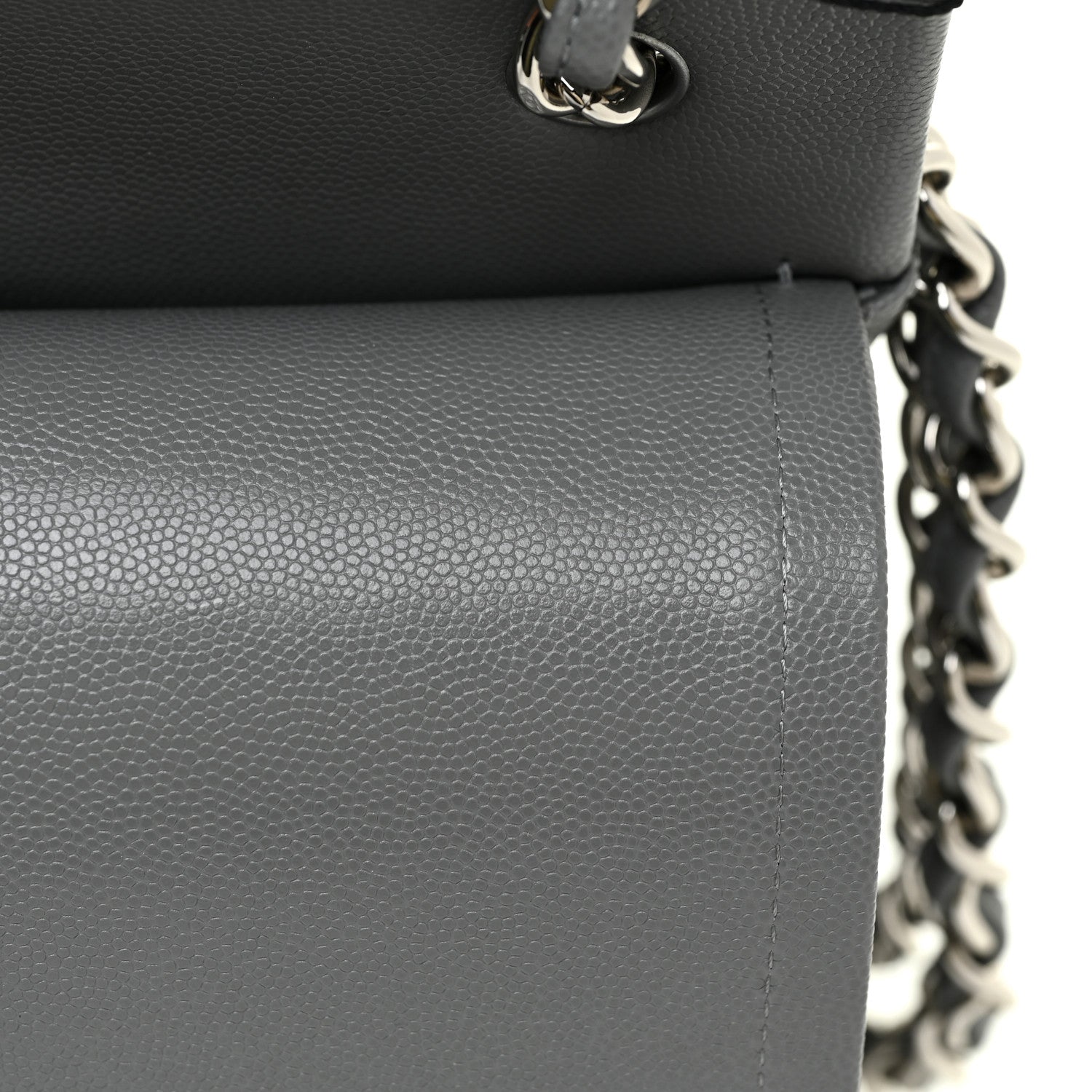 Chanel Caviar Quilted Jumbo Double Flap Grey 14 of 15