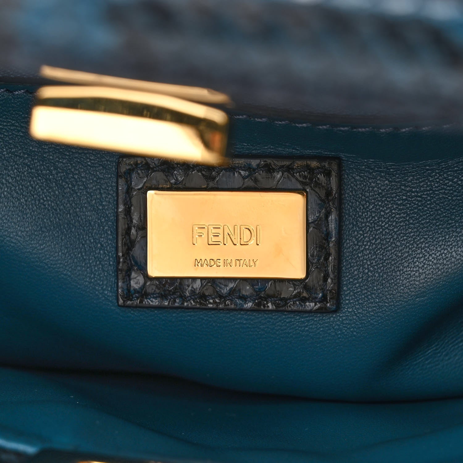 Fendi Python Shiny Nappa Mini Peekaboo Iconic Satchel Blue Jeans 7 of 14