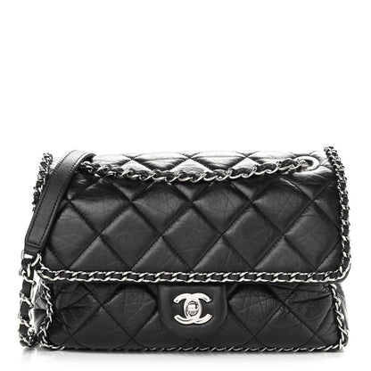 Chanel Crumpled Calfskin Medium Chain All Over Flap Black 1 of 12