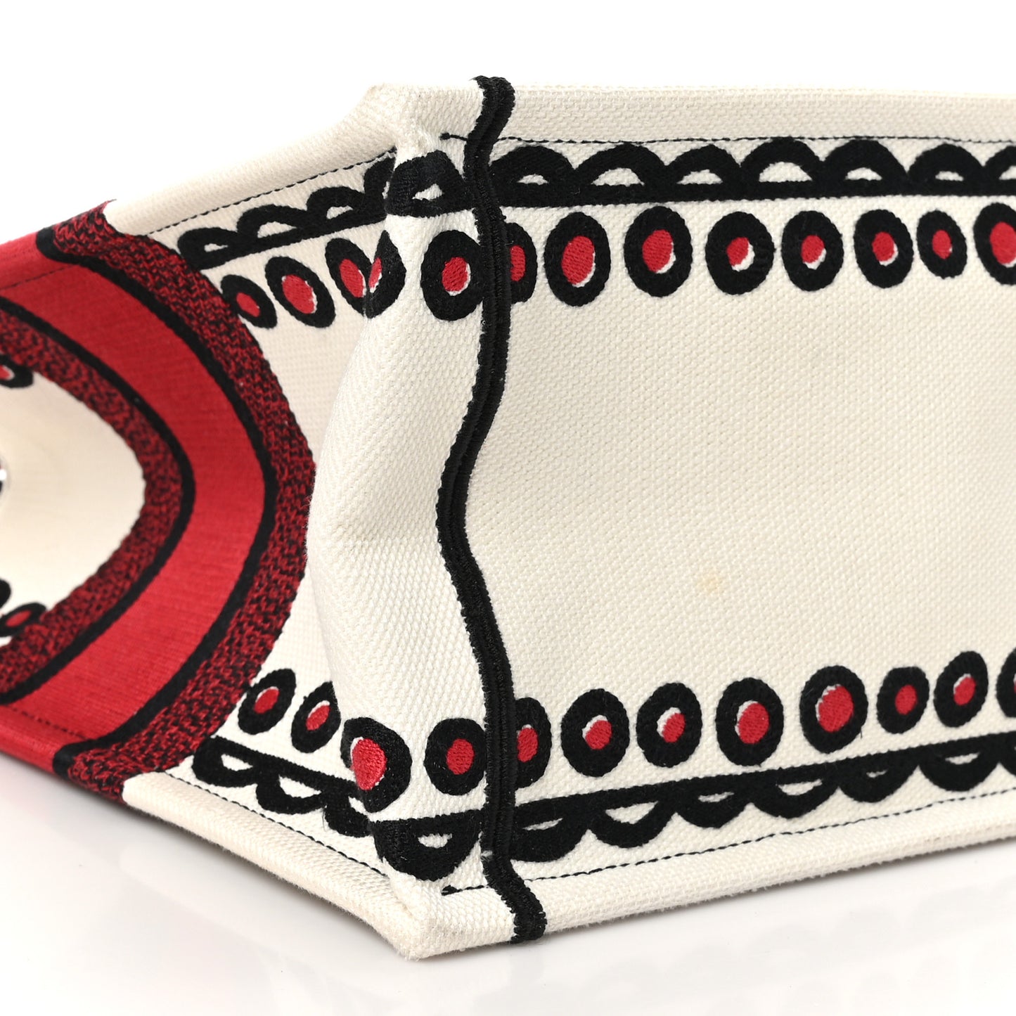 Canvas Embroidered Medium Cupidon Book Tote Latte Multicolor