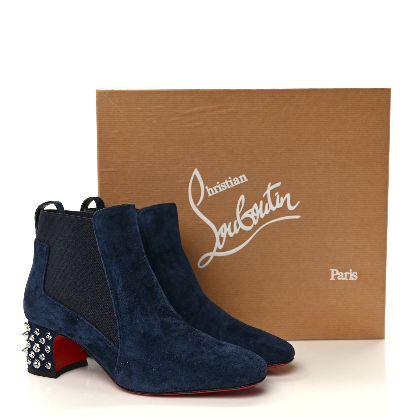 Veau Velours Spiked Study Stretch 55 Ankle Boots 36.5 Blue