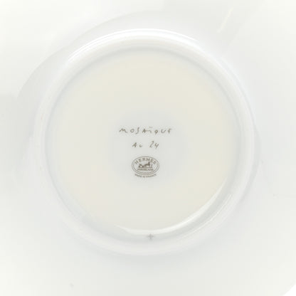 Hermes Porcelain Mosaique Au 24 Platine Tea Cup And Saucer Set Of 2 Platinum 7 of 12