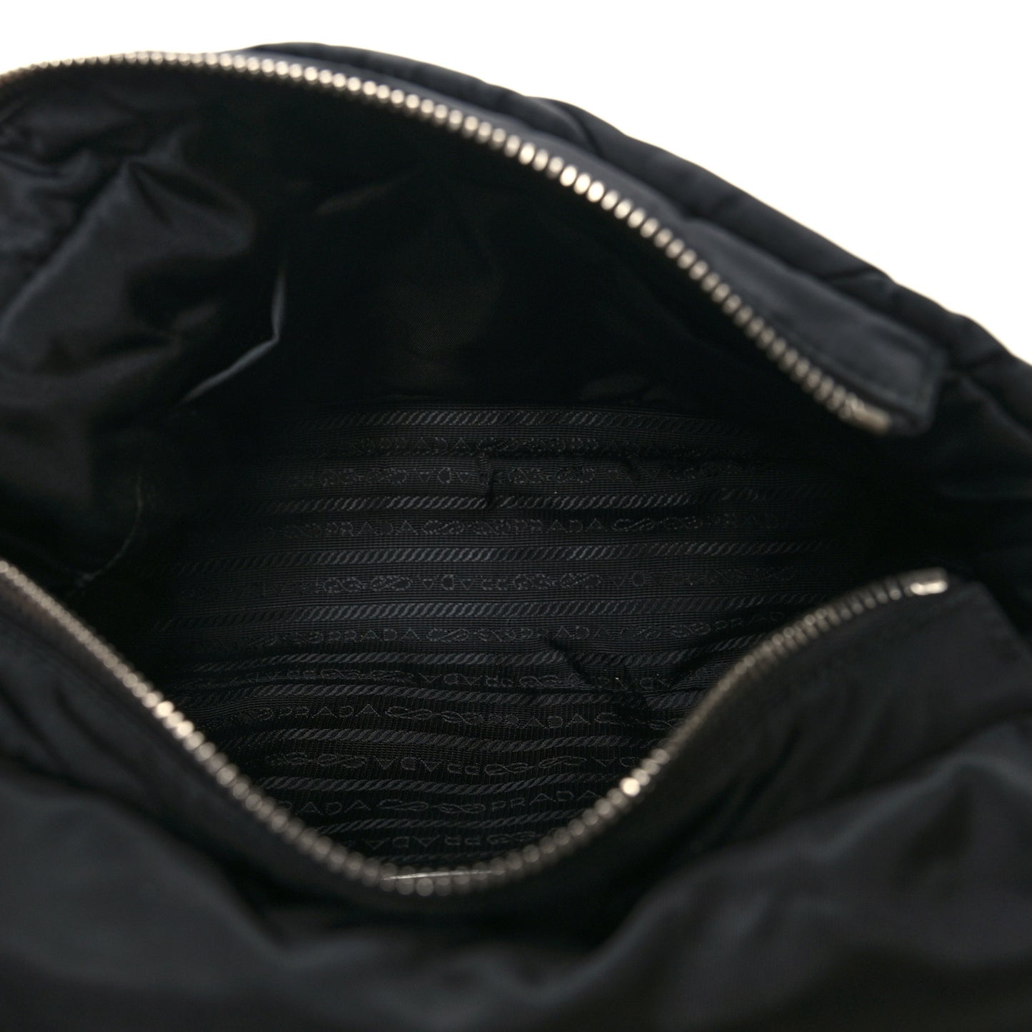 Re-Nylon Quilted Padded Flap Shoulder Bag Black