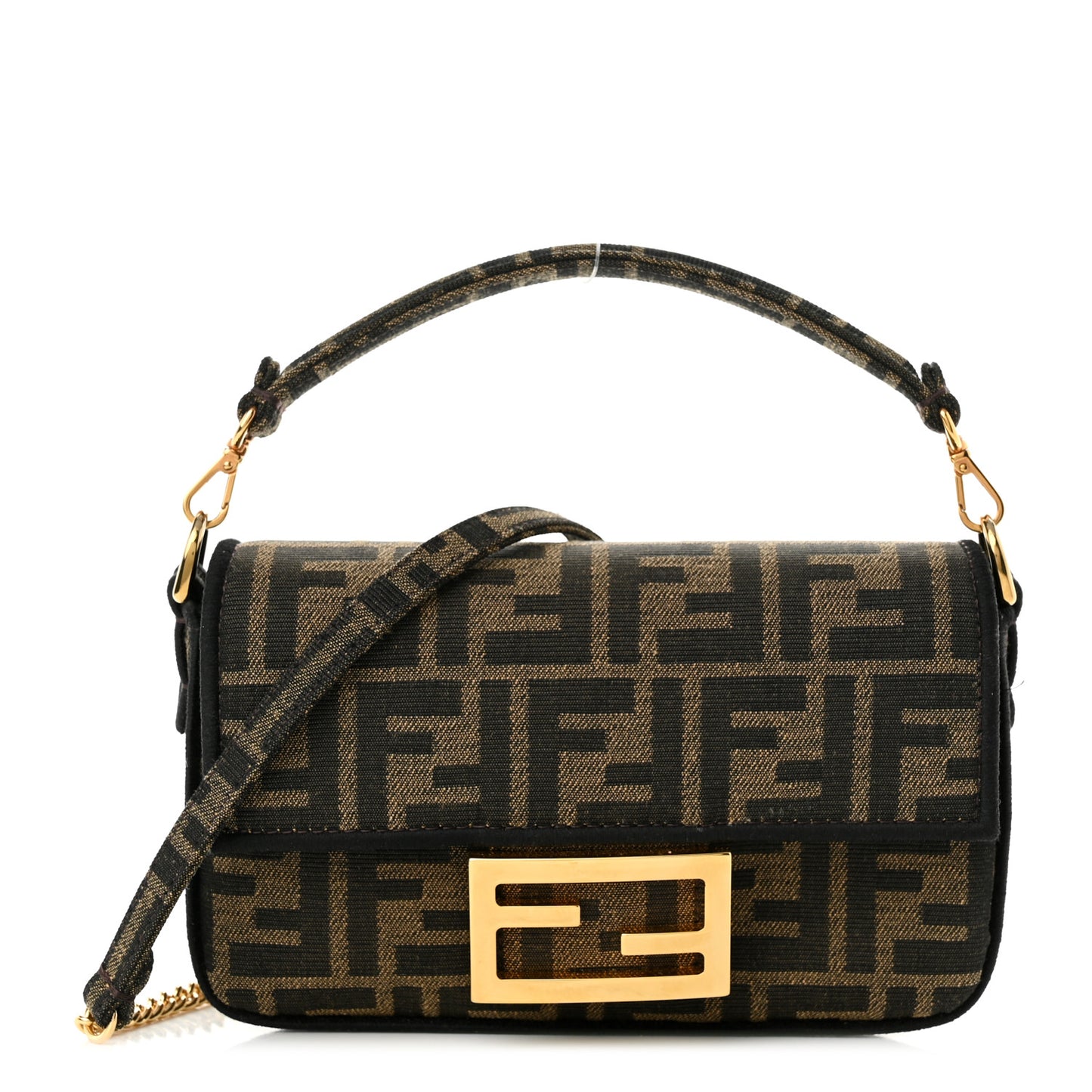Fabric Jacquard FF 1974 Mini Baguette Tobacco Moro Black