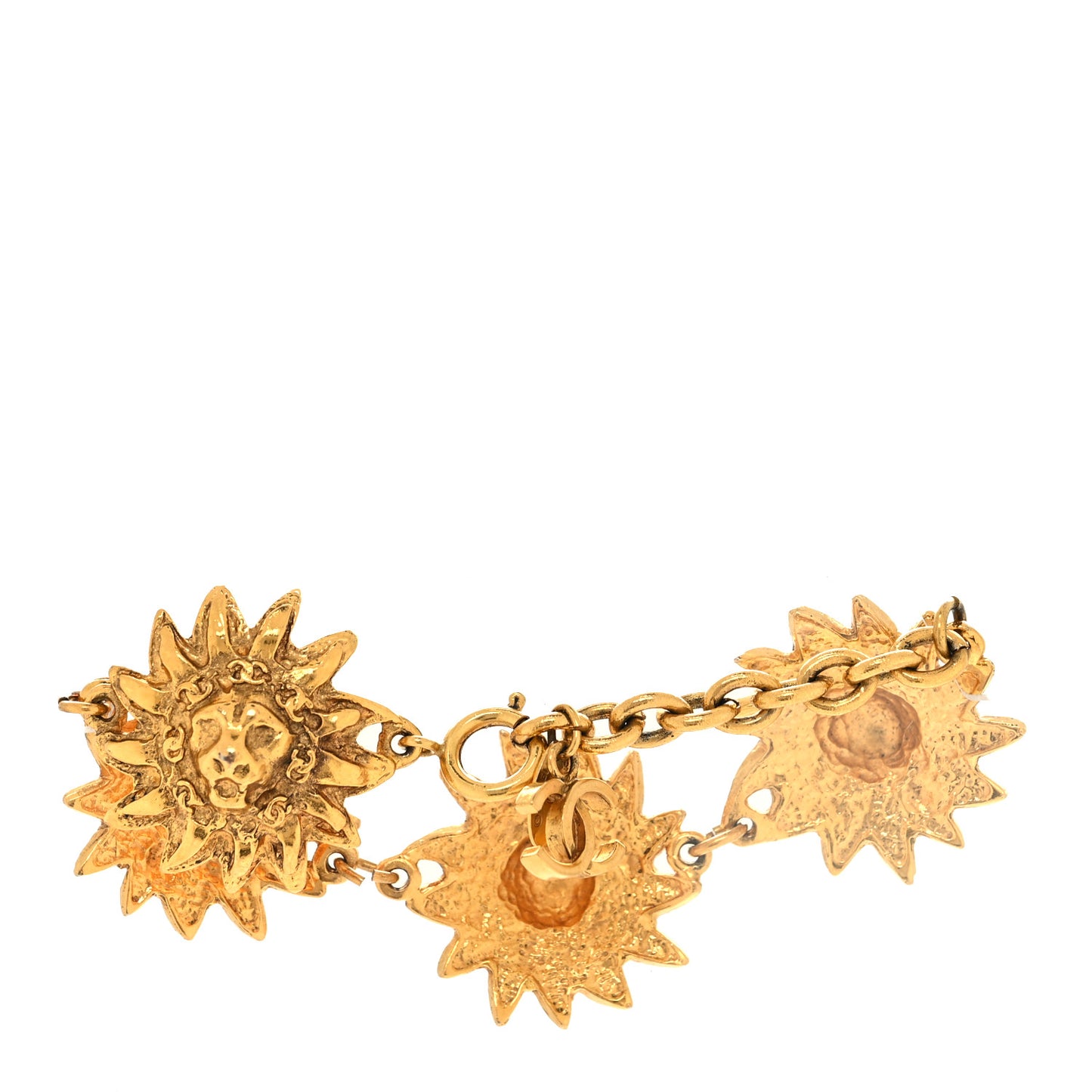 Leo Lion Sun Medallion Bracelet Gold