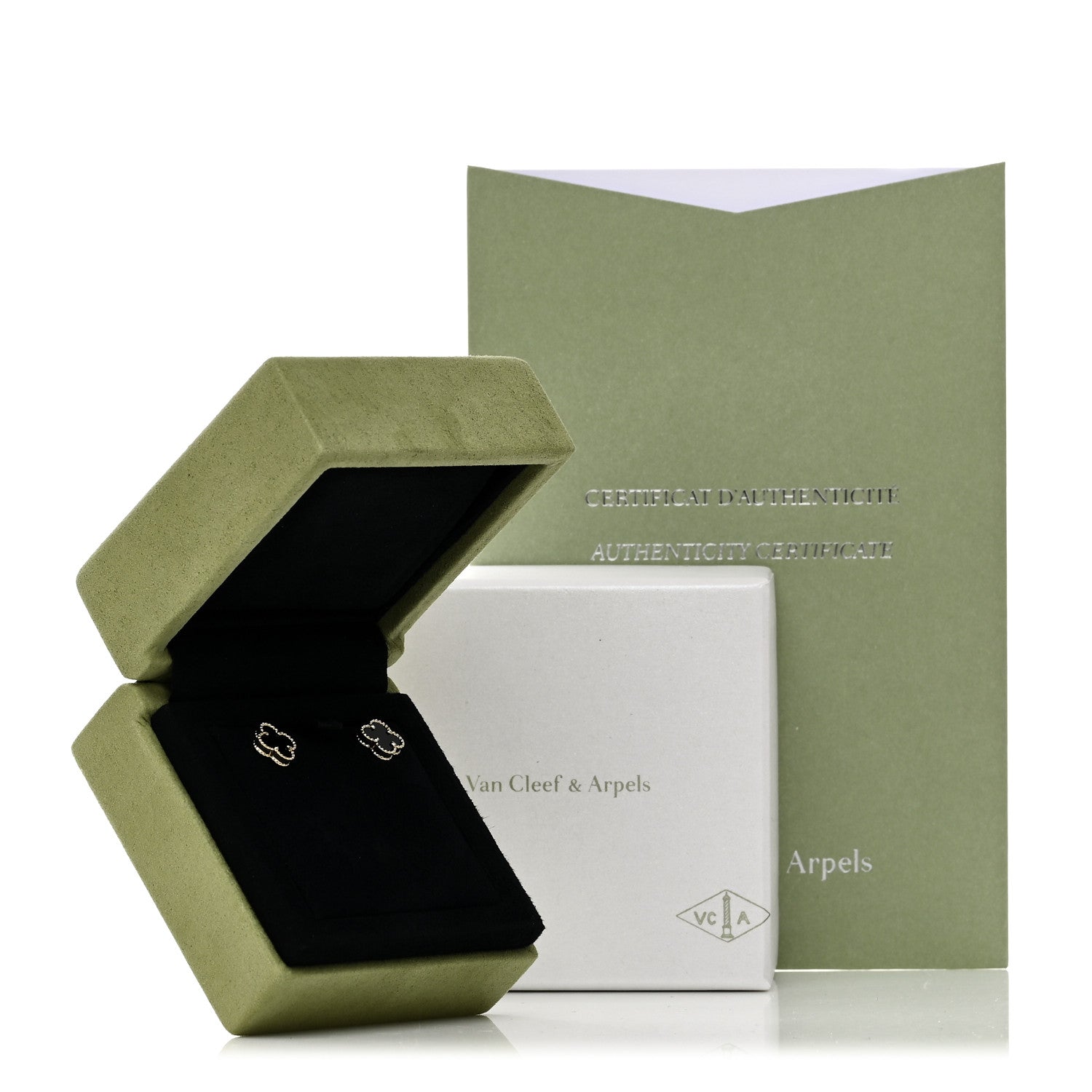 Van Cleef & Arpels 18K Yellow Gold Black Onyx Sweet Alhambra Earrings 5 of 5