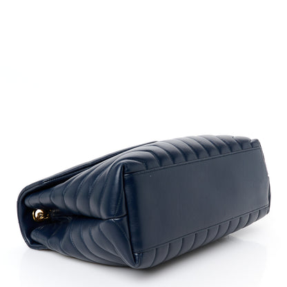 Saint Laurent Calfskin Y Quilted Monogram Medium Loulou Chain Satchel Deep Marine 4 of 11