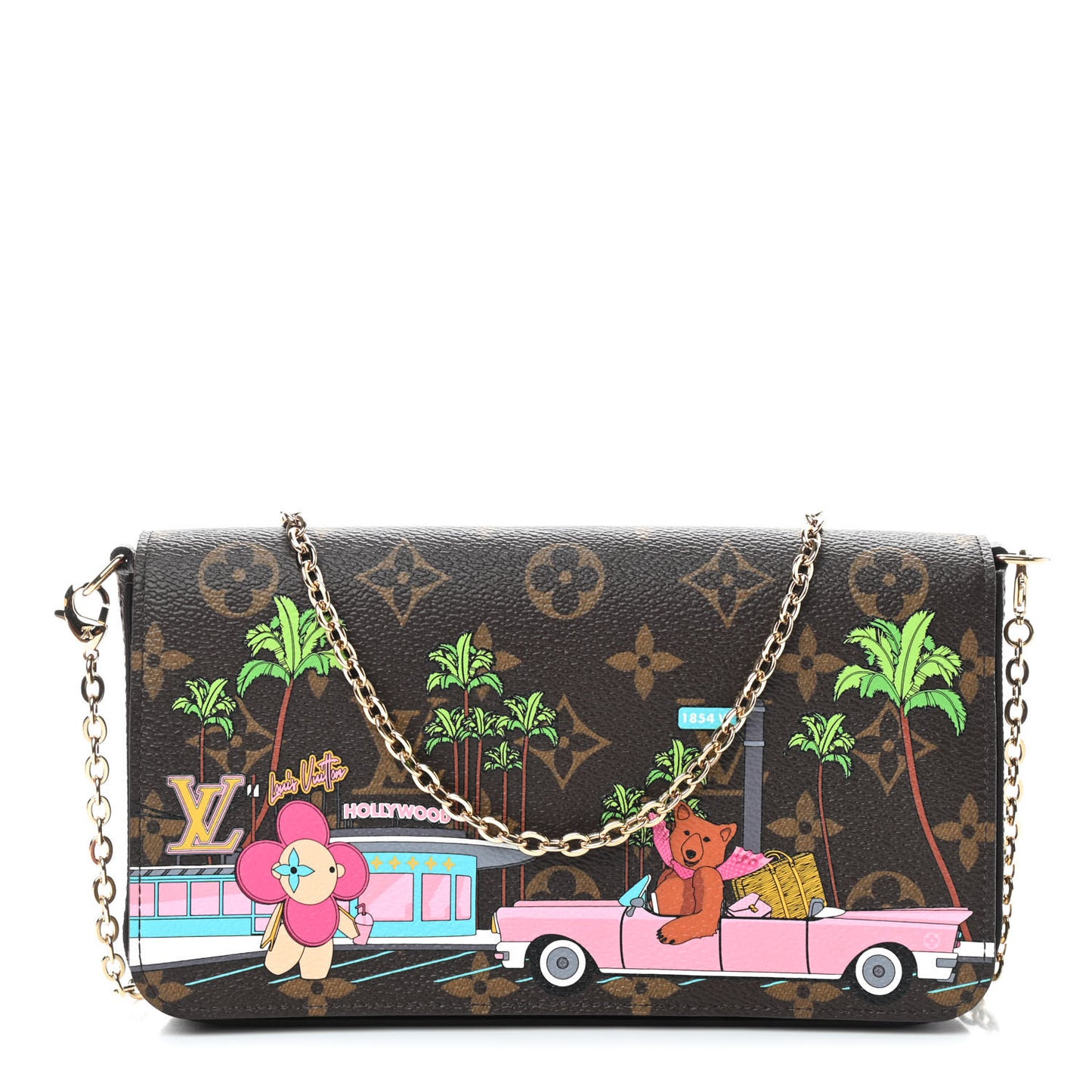 Monogram 2021 Christmas Animation Hollywood Pochette Felicie Chain Wallet Fuchsia