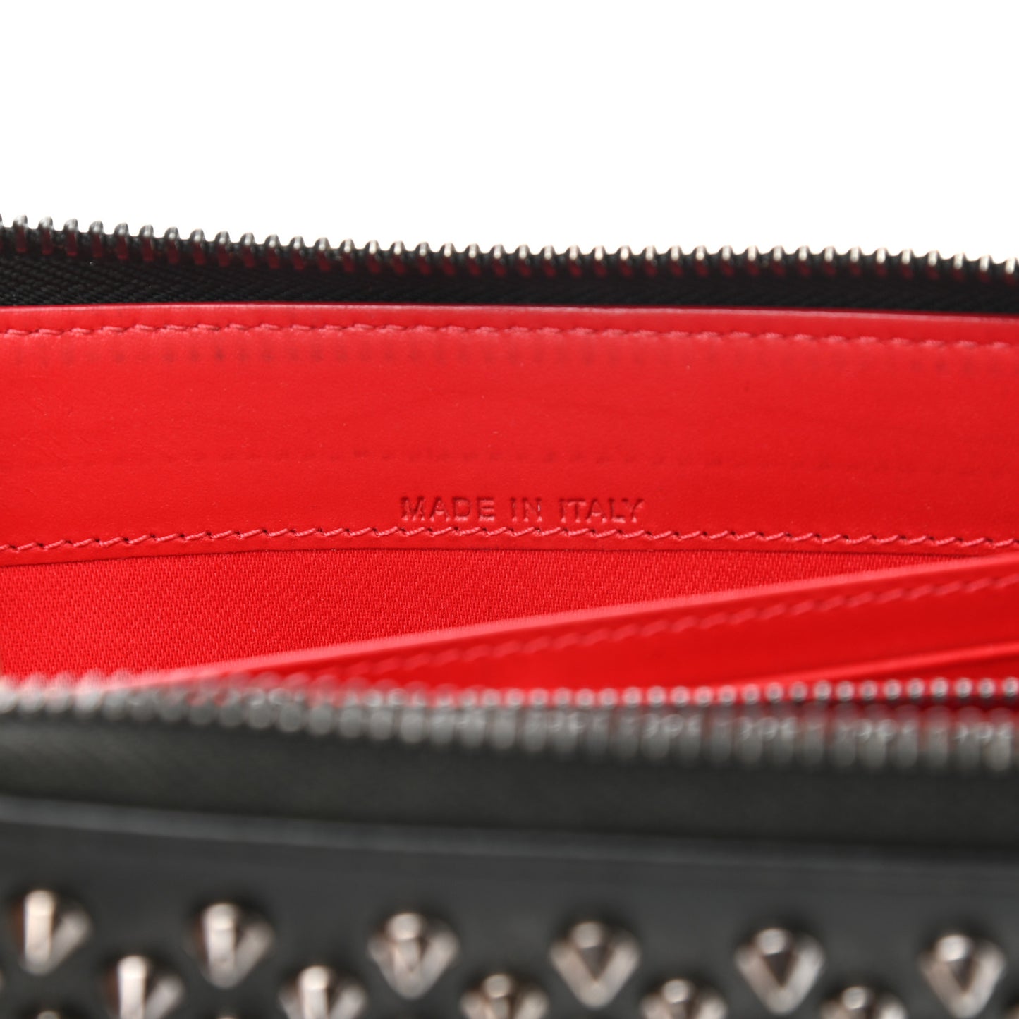 Calfskin Panettone Spiked Zip Around Wallet Black