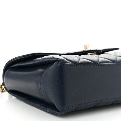 Chanel Lambskin Quilted Small Top Handle Square Flap Navy Blue 9 of 10