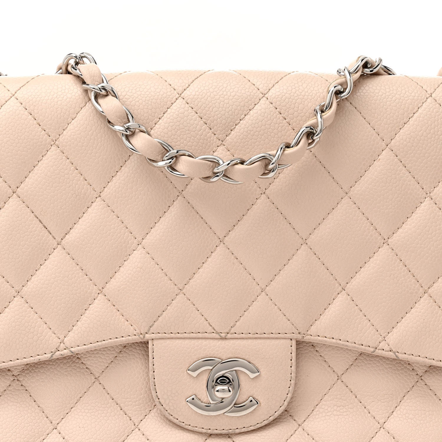 Chanel Caviar Quilted Jumbo Single Flap Beige Clair 8 of 16
