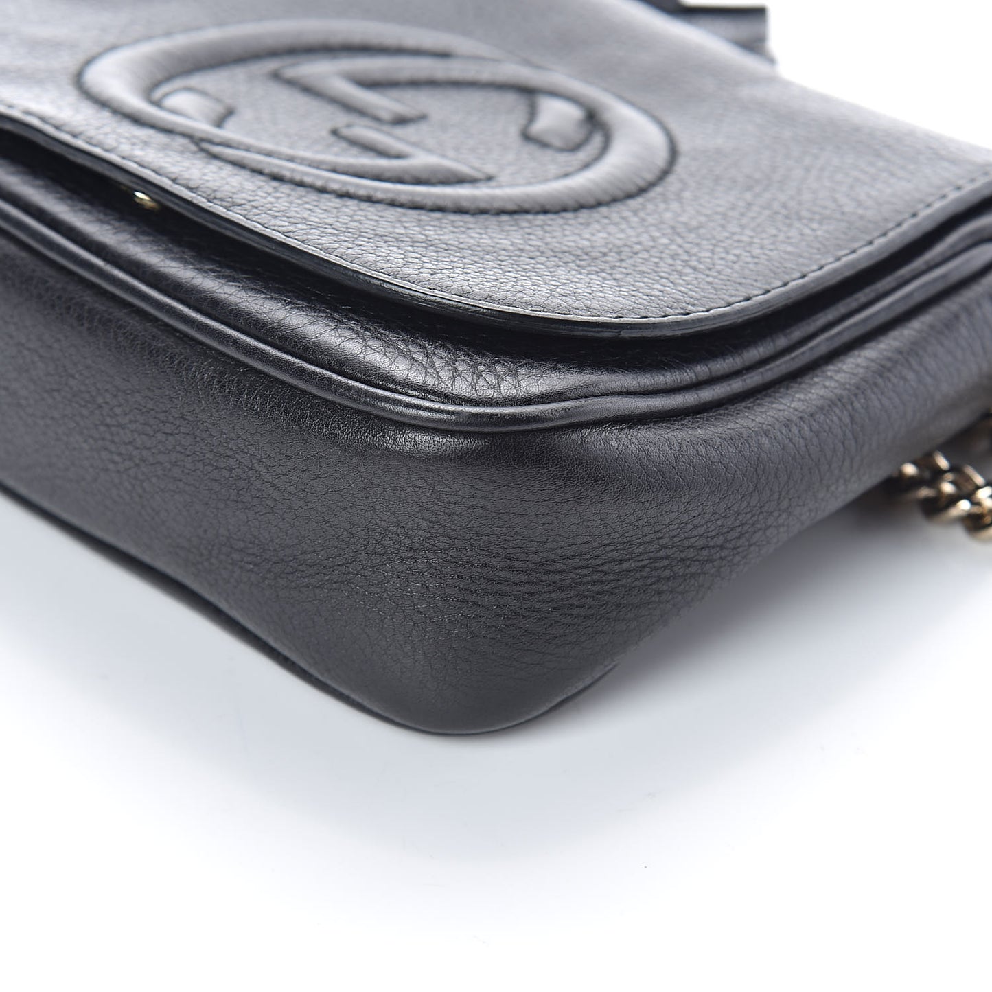 Pebbled Calfskin Small Soho Flap Crossbody Black