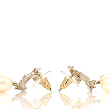 Chanel Pearl CC Double Heart Drop Earrings Gold 3 of 5