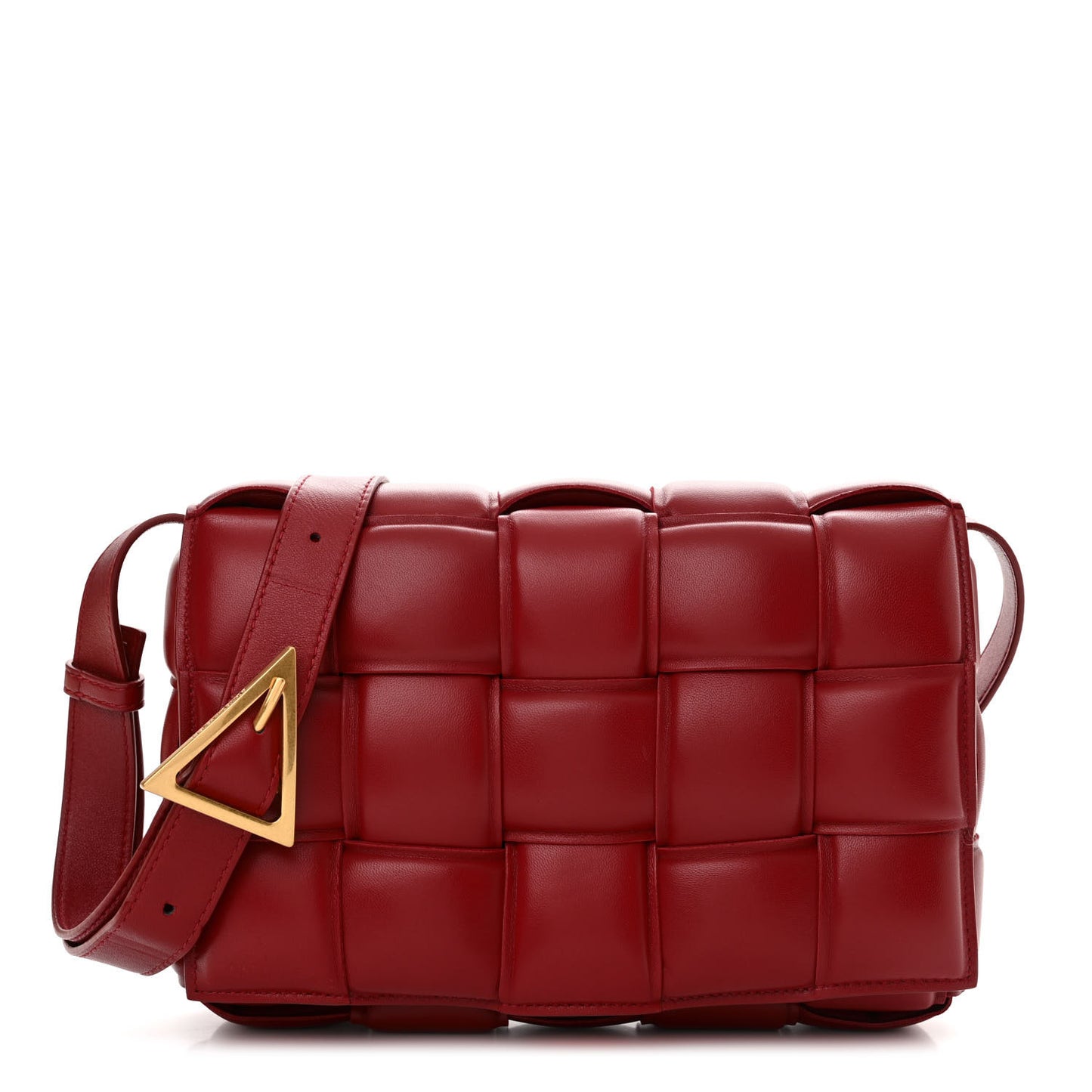 Nappa Maxi Intreccio Padded Cassette Crossbody Bag Dark Red