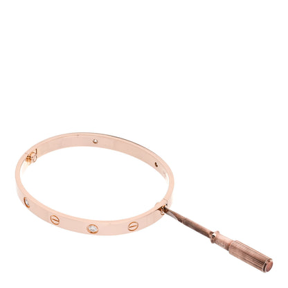 Cartier 18K Pink Gold 4 Diamond LOVE Bracelet 18 3 of 7