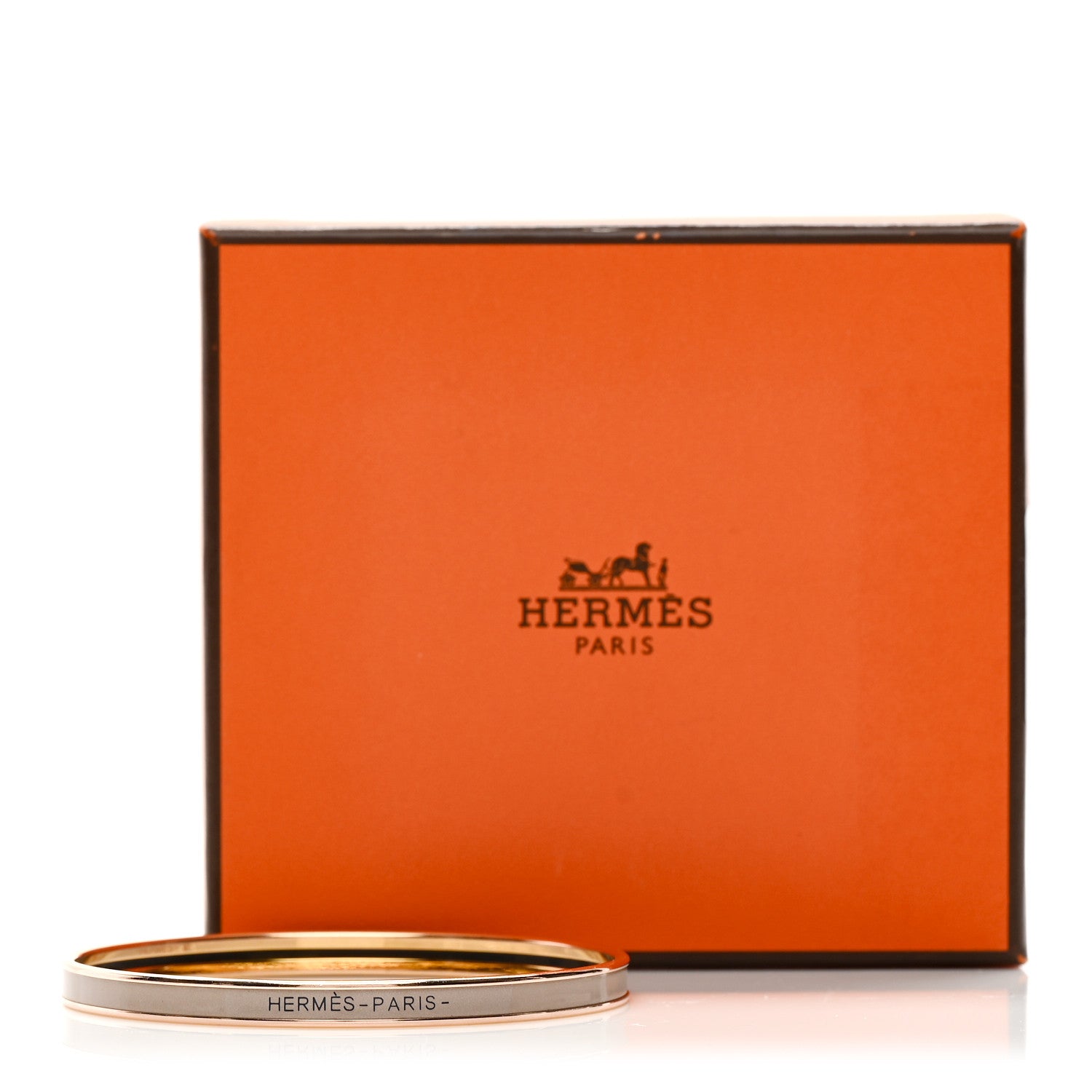 Hermes Enamel Printed Extra Narrow Uni Bracelet 70 Marron Glace 5 of 5
