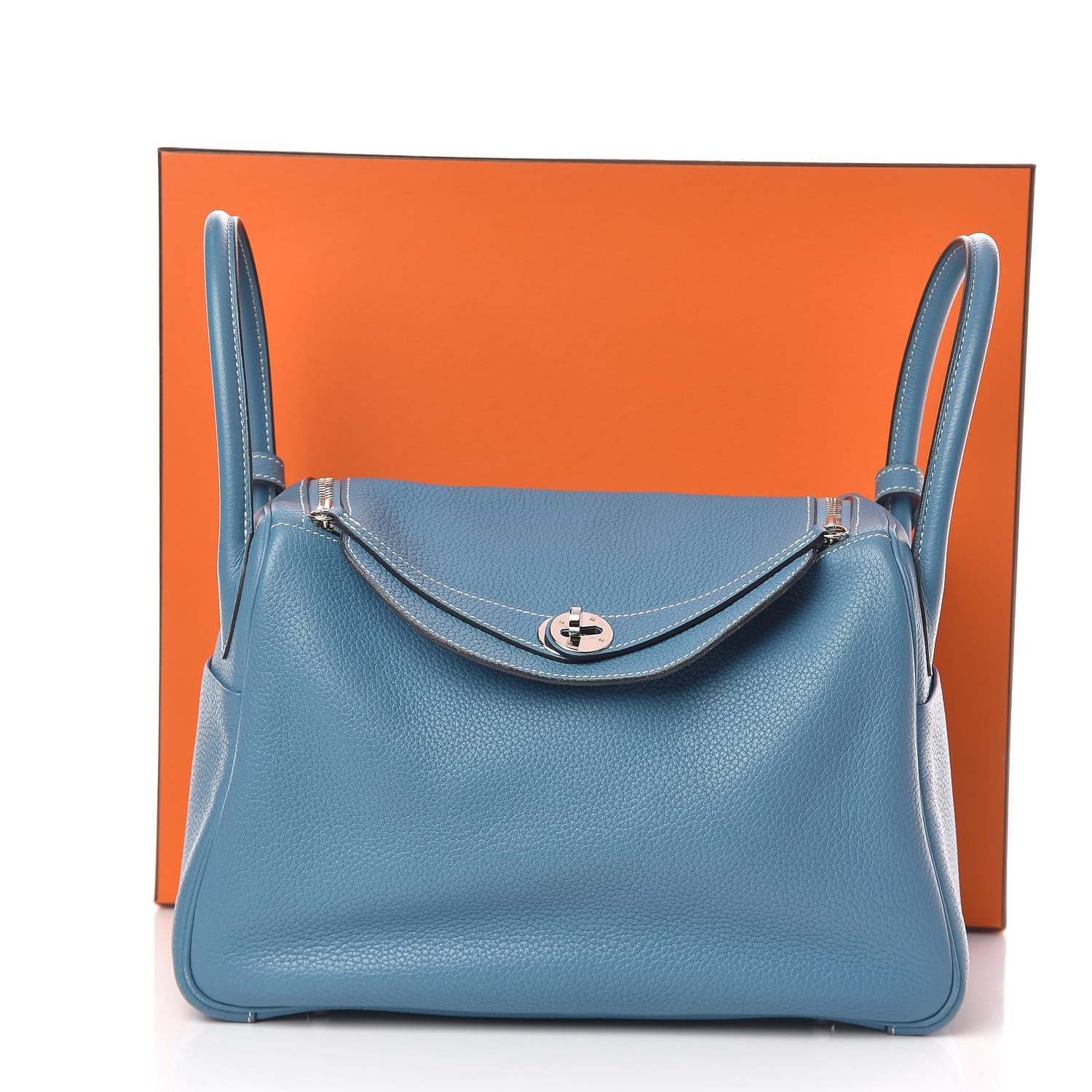 Hermes Taurillon Clemence Lindy 30 Blue Jean 13 of 13