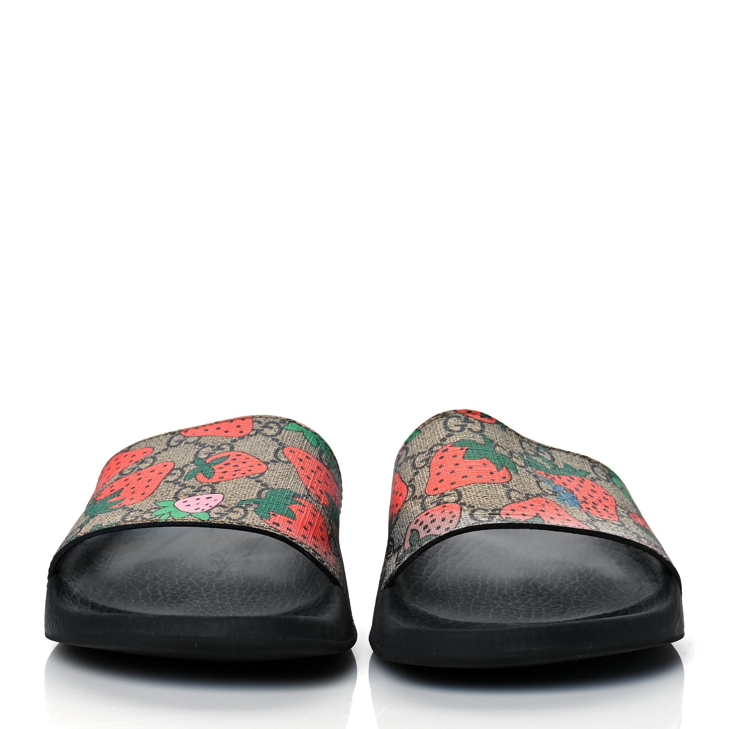 GG Supreme Monogram Strawberry Slide Sandals 41 Beige Multicolor