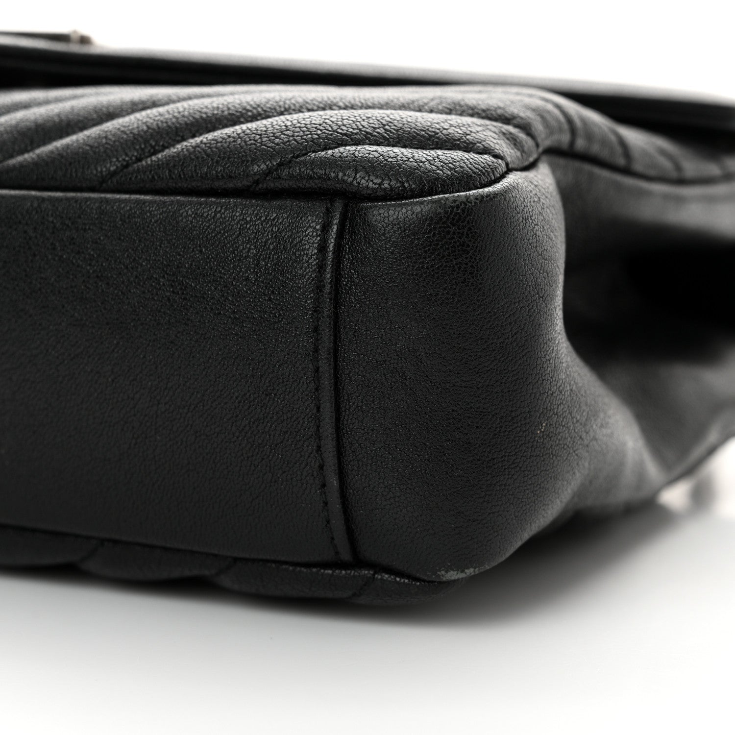 Saint Laurent Sheepskin Matelasse Chevron Monogram Medium College Bag Black 10 of 12