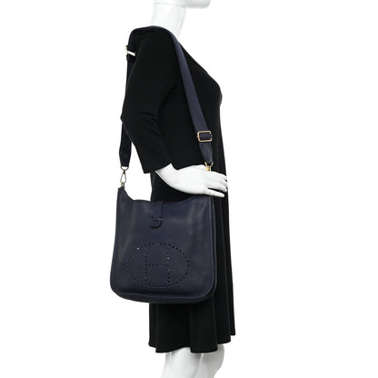 Hermes Taurillon Clemence Evelyne III PM Bleu Nuit 2 of 11