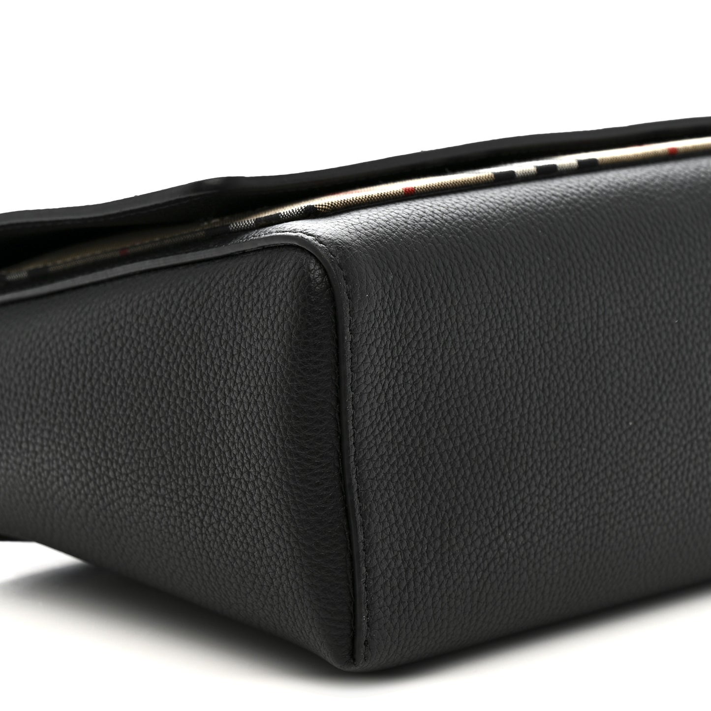 Coated Canvas Calfskin Vintage Check Medium Note Crossbody Bag Black
