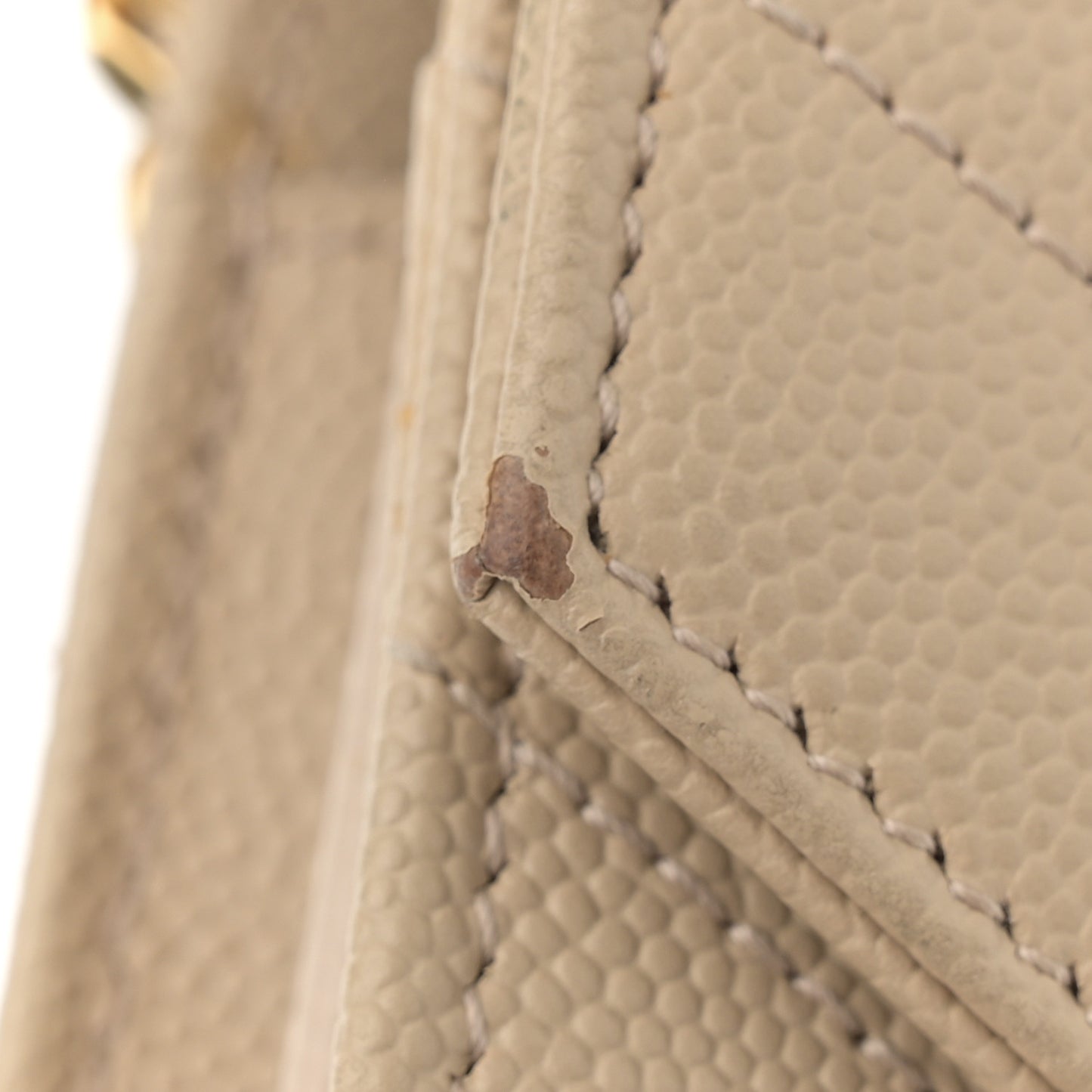 Grain De Poudre Matelasse Chevron Monogram Chain Wallet Dark Beige