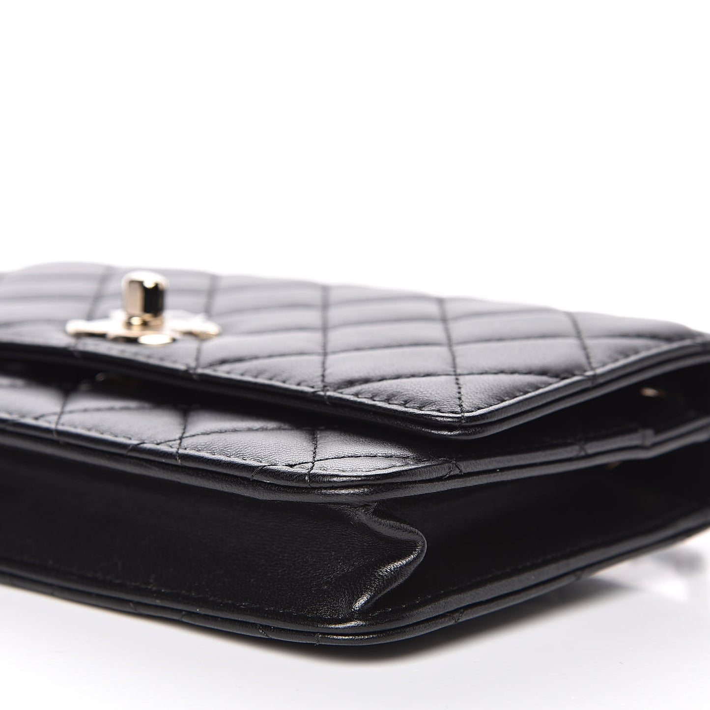 Lambskin Quilted Trendy CC Wallet On Chain WOC Black