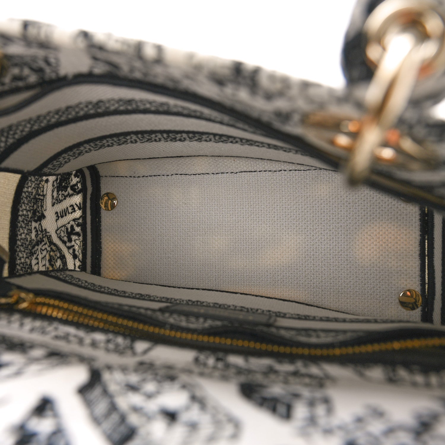 Christian Dior Canvas Embroidered Plan de Paris Medium Lady D-Lite White Black 5 of 8