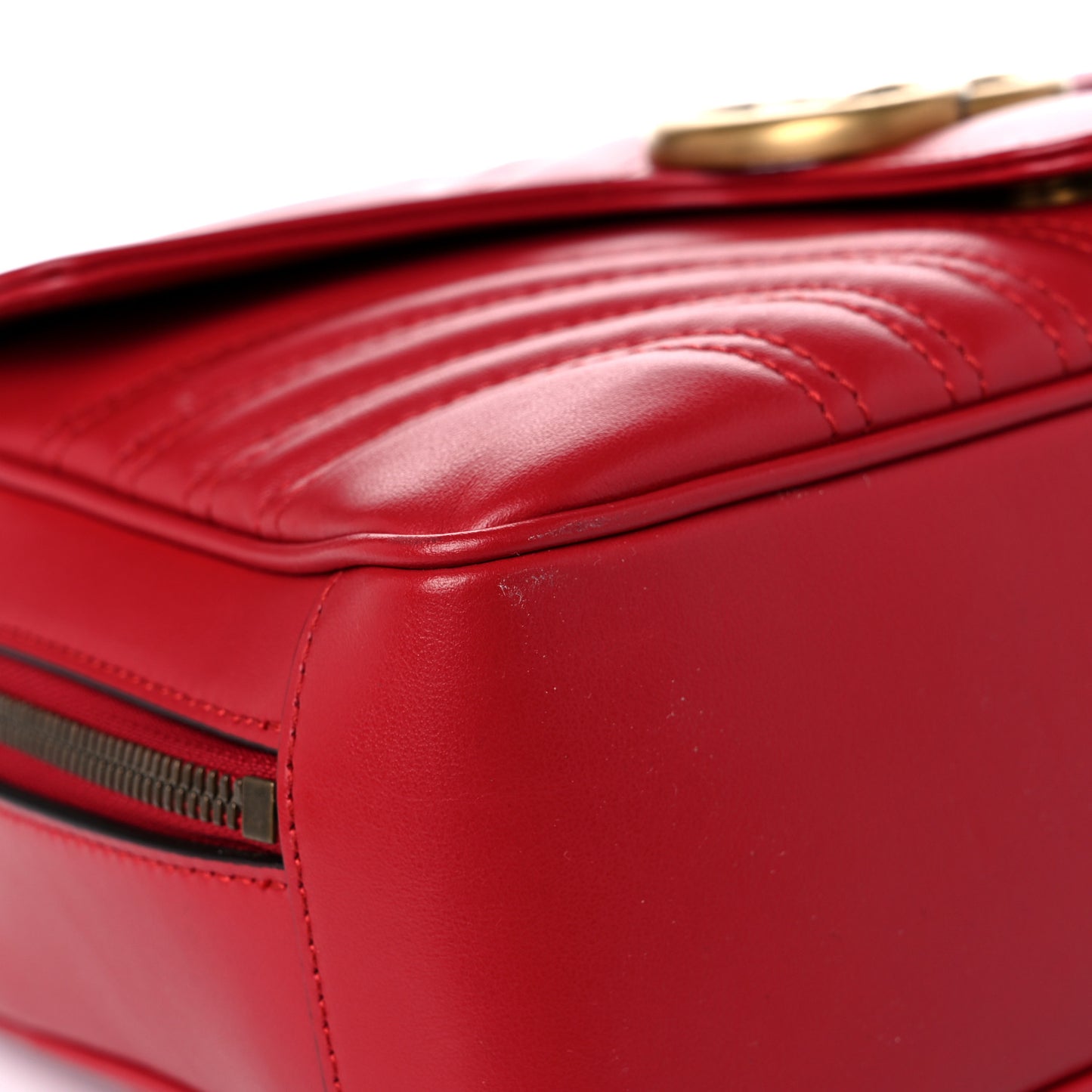 Calfskin Matelasse Sylvie Web Small GG Marmont Top Handle Shoulder Bag Hibiscus Red