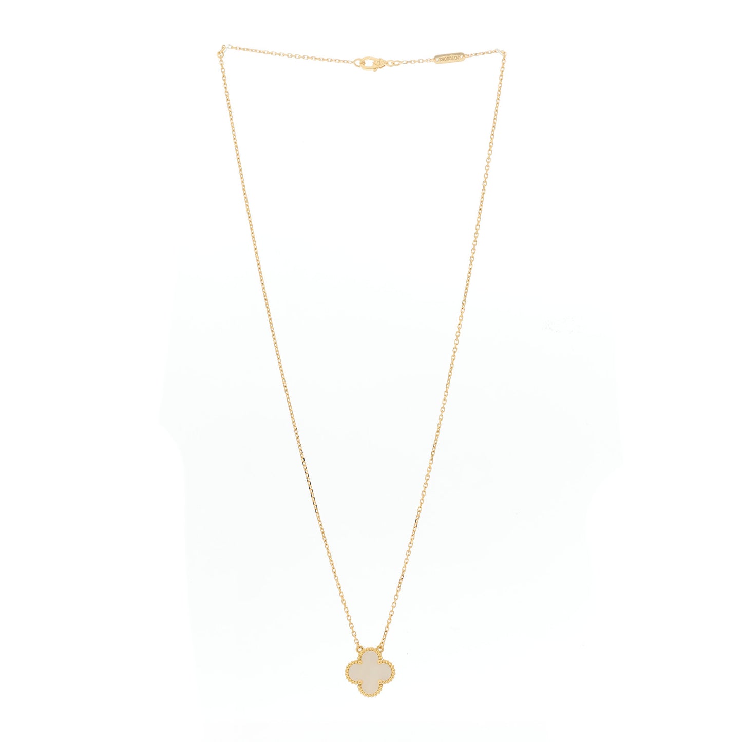18K Yellow Gold Mother of Pearl Vintage Alhambra Pendant Necklace