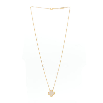Van Cleef & Arpels 18K Yellow Gold Mother of Pearl Vintage Alhambra Pendant Necklace 3 of 6