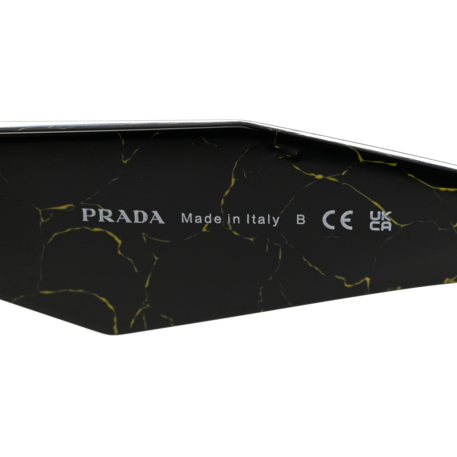 Prada Acetate Symbole Marbled Sunglasses SPR 17W Black Yellow 6 of 8