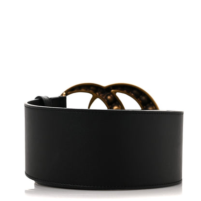 Gucci Moon Calfskin Pearl Double G 70mm Belt 95 38 Black Cream 2 of 4