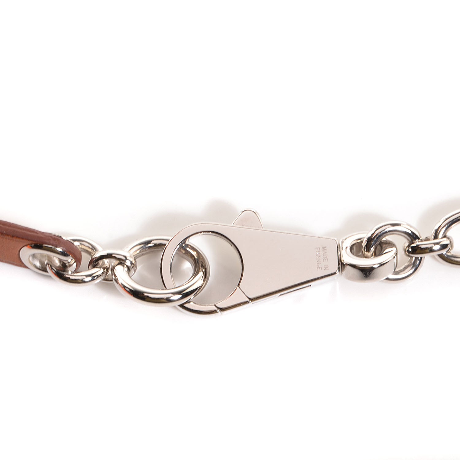 Hermes Silver Palladium Fauve Barenia Olga 5 Charms Chain Belt 5 of 9